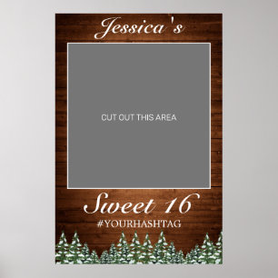 Snowy Wood & Forest Rural Pine Sweet 16 Foto Prop. Poster