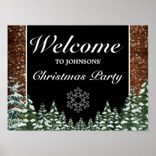 Snowy Wood Forest Snowflake Weihnachten Begrüßungs Poster