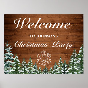 Snowy Wood Forest Snowflake Weihnachten Begrüßungs Poster