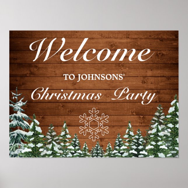 Snowy Wood Forest Snowflake Weihnachten Begrüßungs Poster (Vorne)