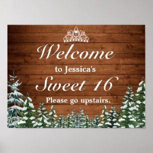 Snowy Wood & Forest Tiara Sweet 16 Willkommenszeic Poster