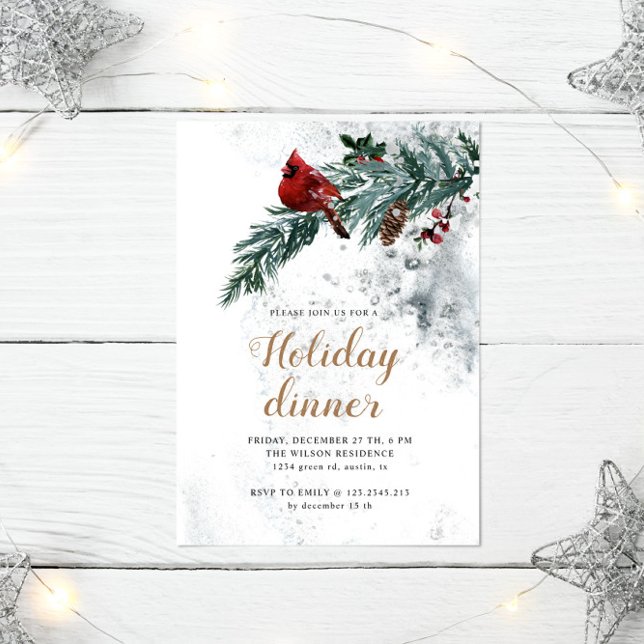 Snowy Woodland Elegantes Holiday Dinner Einladung (Von Creator hochgeladen)