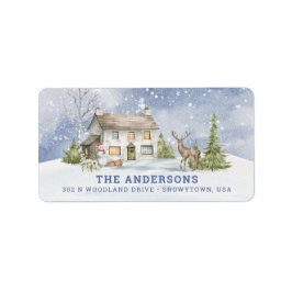 Snowy Woodland Winter Zuhause Label Adressaufkleber