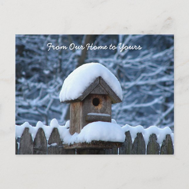 Snowybirdhouse-Feiertags-Gruß Feiertagspostkarte (Vorderseite)