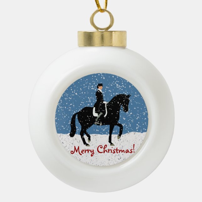 Snowydressage-Pferdeweihnachten Keramik Kugel-Ornament (Vorderseite)