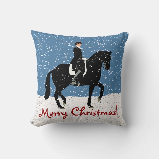 Snowydressage-Pferdeweihnachten Kissen (Vorderseite)