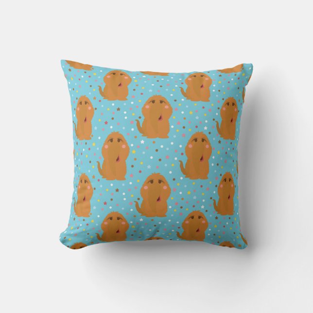 Snuffleupagus Blaue Sterne und Punktmuster Kissen (Vorderseite)