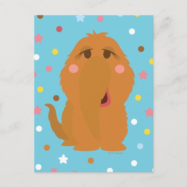 Snuffleupagus Blaue Sterne und Punktmuster Postkarte (Vorderseite)