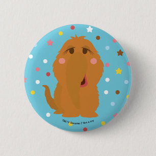 Snuffleupagus Blaues Sterne- und Punkte-Muster Button
