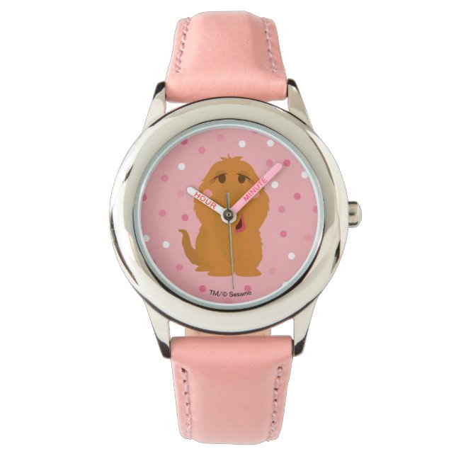 Snuffleupagus Pink Polka Dot Pattern Armbanduhr (Vorderseite)
