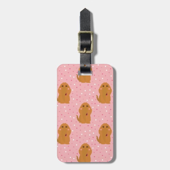 Snuffleupagus Pink Polka Dot Pattern Gepäckanhänger (Vorderseite vertikal)