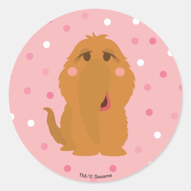 Snuffleupagus Pink Polka Dot Pattern Runder Aufkleber (Vorderseite)