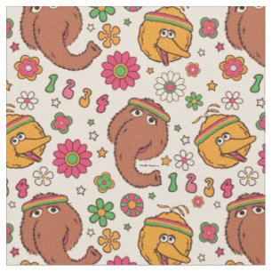 Snuffleupagus und Big Bird Groovy Blume Muster Stoff