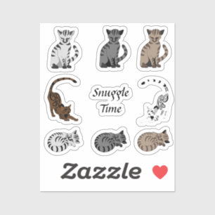 Snugggle Time Niedlich Kitten Cartoon Bündelpackun Aufkleber