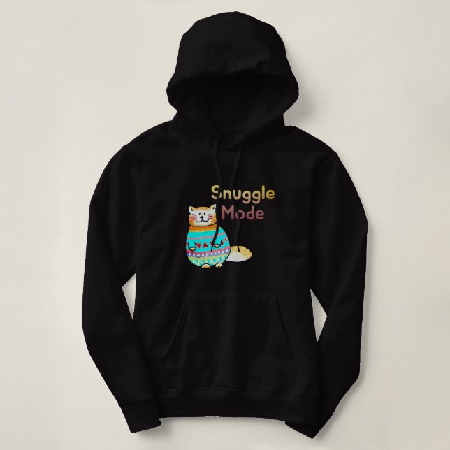 Snuggle Mode Cute Ginger Cat Hoodie (Design vorne)