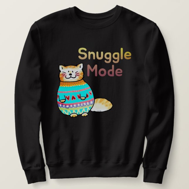 Snuggle Mode Cute Ginger Cat Sweatshirt (Design vorne)