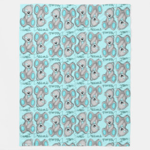 Snuggle Sweet Dreams Teddy-cyan Fleecedecke