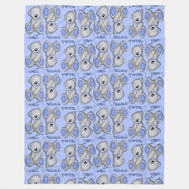 Snuggle Sweet Dreams Teddy-soft blue Fleecedecke (Vorderseite)