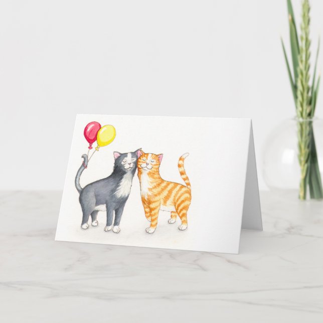 Snuggling Katzen Karte (Vorderseite)