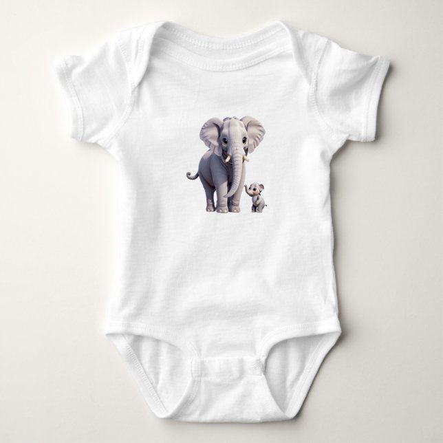 Snuggly Elephants Baby Jersey Bodysuit Baby Strampler (Vorderseite)