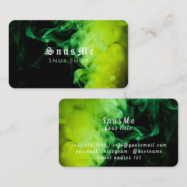 Snus Shop Tobacco Vape Smoke CBD Öl Visitenkarte (Vorne/Hinten)