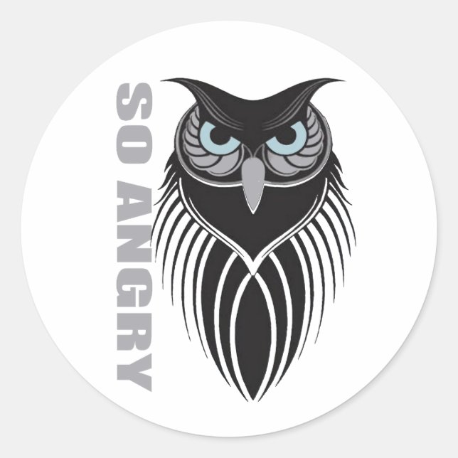 "SO ANGRY" Tribal Owl Sticker | Intense Black (Devant)