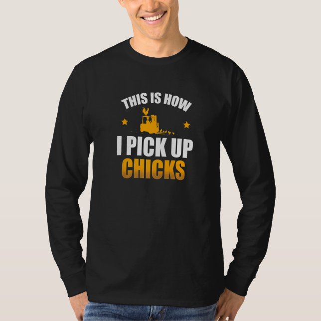 So bekomme ich Hühner mit Gabelstapler im Lager ab T-Shirt (Vorderseite)