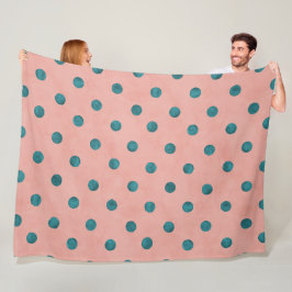 So bezaubernde Farbtupfer l Pink und Blau Polka Pu Fleecedecke