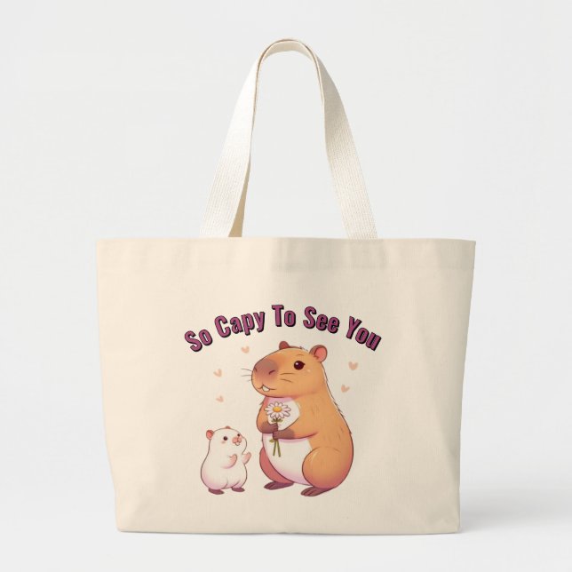 So Capy To See You – Cute Capybara Art  Jumbo Stoffbeutel (Vorne)