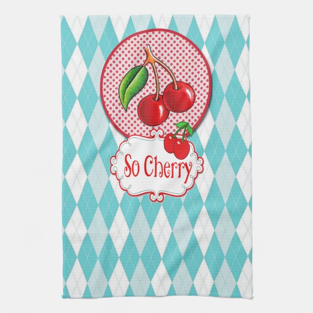 "So Cherry" Retro-Teetuch. Geschirrtuch (Vertikal)