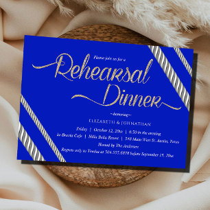 So Chic Blue Calligraphy Minimal Probe Dinner Einladung