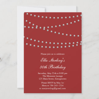 So Chic Pearls Birthday Invitation (rot) Einladung