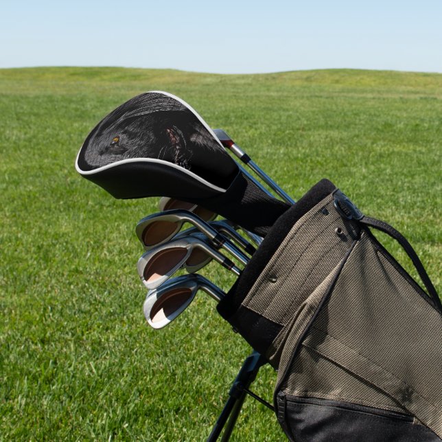 So Cooler, schwarz-flacher Retriever Hund Golf Headcover (In SItu)
