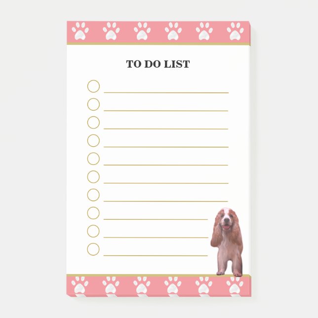 So führen Sie List & Cocker Spanierhund mit Paw-Mu Post-it Klebezettel (Vorderseite)