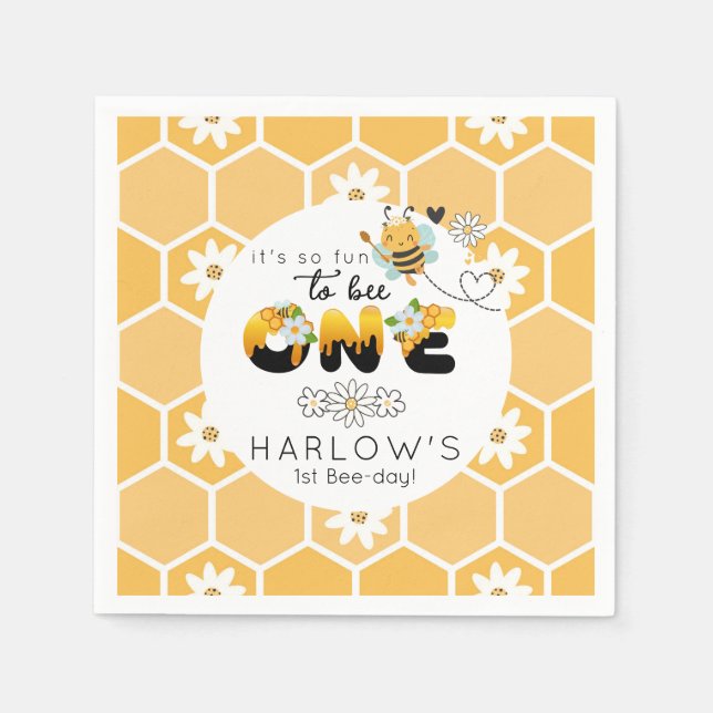 So fun to Bee One bumble bee 1st Birthday  Serviette (Vorderseite)