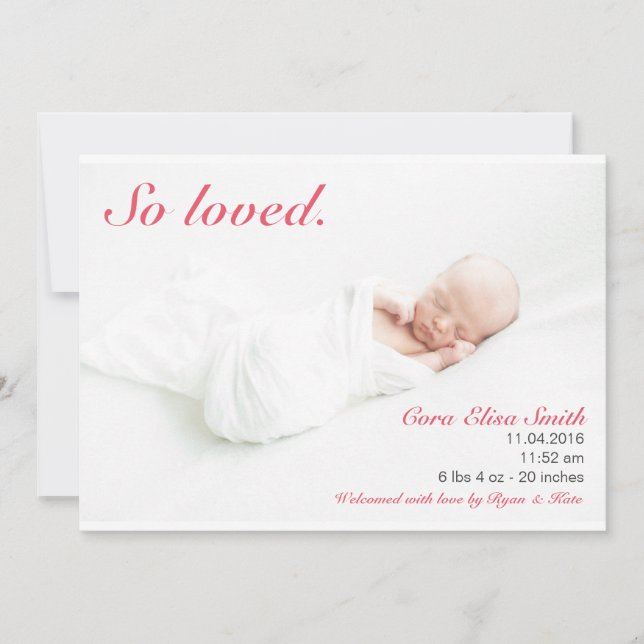 So geliebte Geburtsankündigung Ankündigung (Vorderseite)