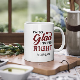 So Glad I Swiped Right Valentine's Personalized Jumbo-Tasse