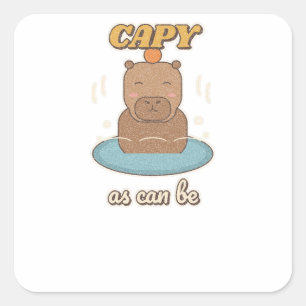 So glücklich wie ein Capybara sein kann Quadratischer Aufkleber