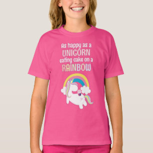 So glücklich wie ein Einhorn, der auf einem Regenb T-Shirt