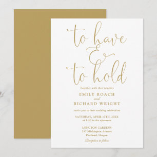 So haben Sie und halten Sie Script Chic Gold Hochz Einladung