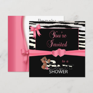 So Hübsch rosa und Zebra Streifen für eine Babydus Einladung