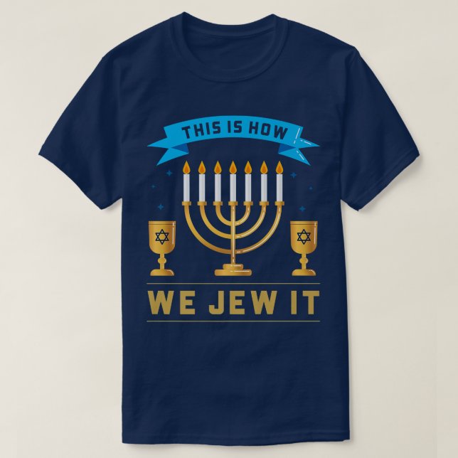 So jügen wir es Menorah Star von David Happy T-Shirt (Design vorne)