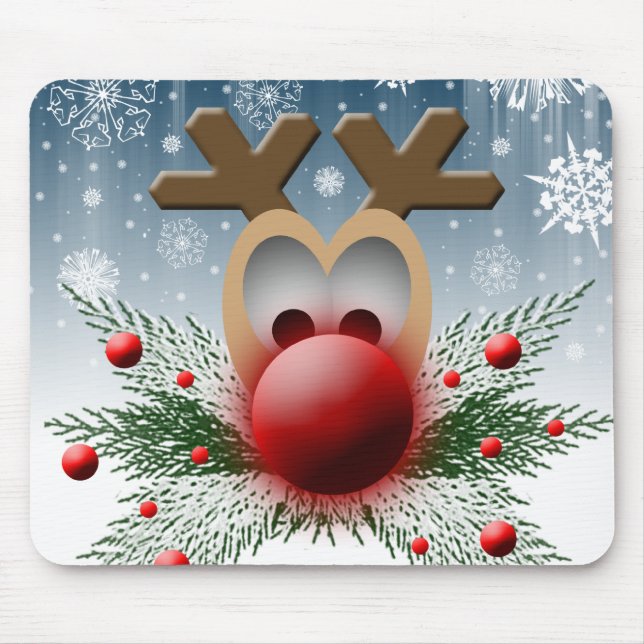 So leuchtet Weihnachts-Weihnachtsfeiertag-Rentier Mousepad (Vorne)