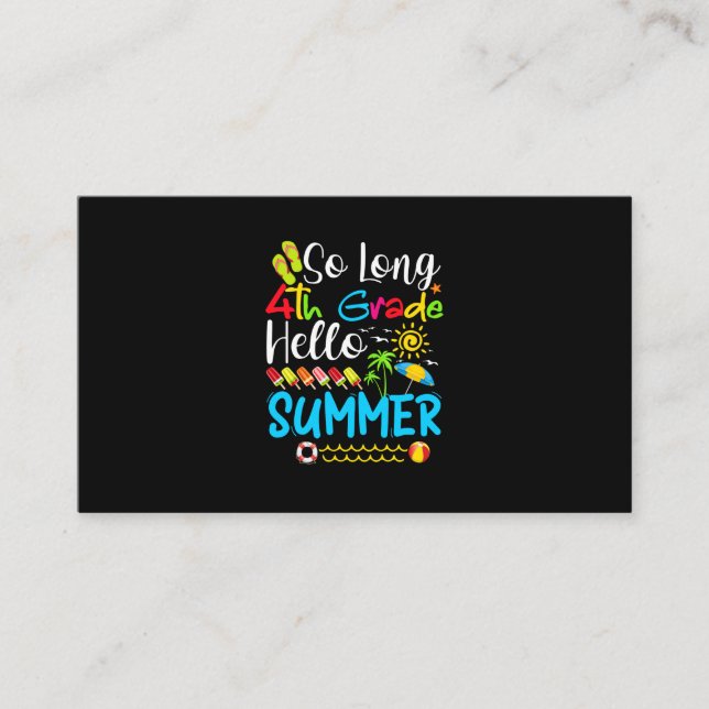 So Long 4th Grade Hello Summer Last Day Of School. Visitenkarte (Vorderseite)