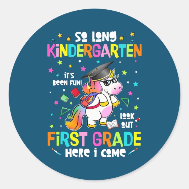 So Long Kindergarten 1. Klasse hier komme ich Runder Aufkleber (Vorderseite)