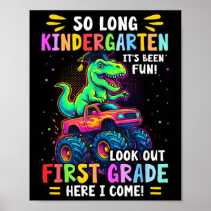 So Long Kindergarten Abschluss Monster Truck Dino Poster