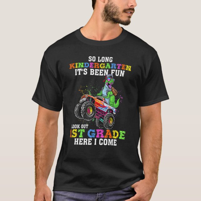 So Long Kindergarten Ausblick 1. Klasse Dinosaurie T-Shirt (Vorderseite)