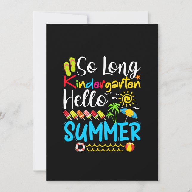 So Long Kindergarten Grad Hallo Sommer Save The Date (Vorderseite)