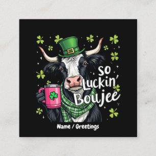 So Luckin' Boujee Retro St. Patrick's Day  Quadratische Visitenkarte