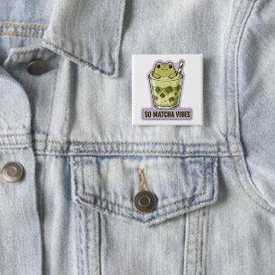 So Matcha Vibes Süßer Kawaii-Frosch-Meme Button